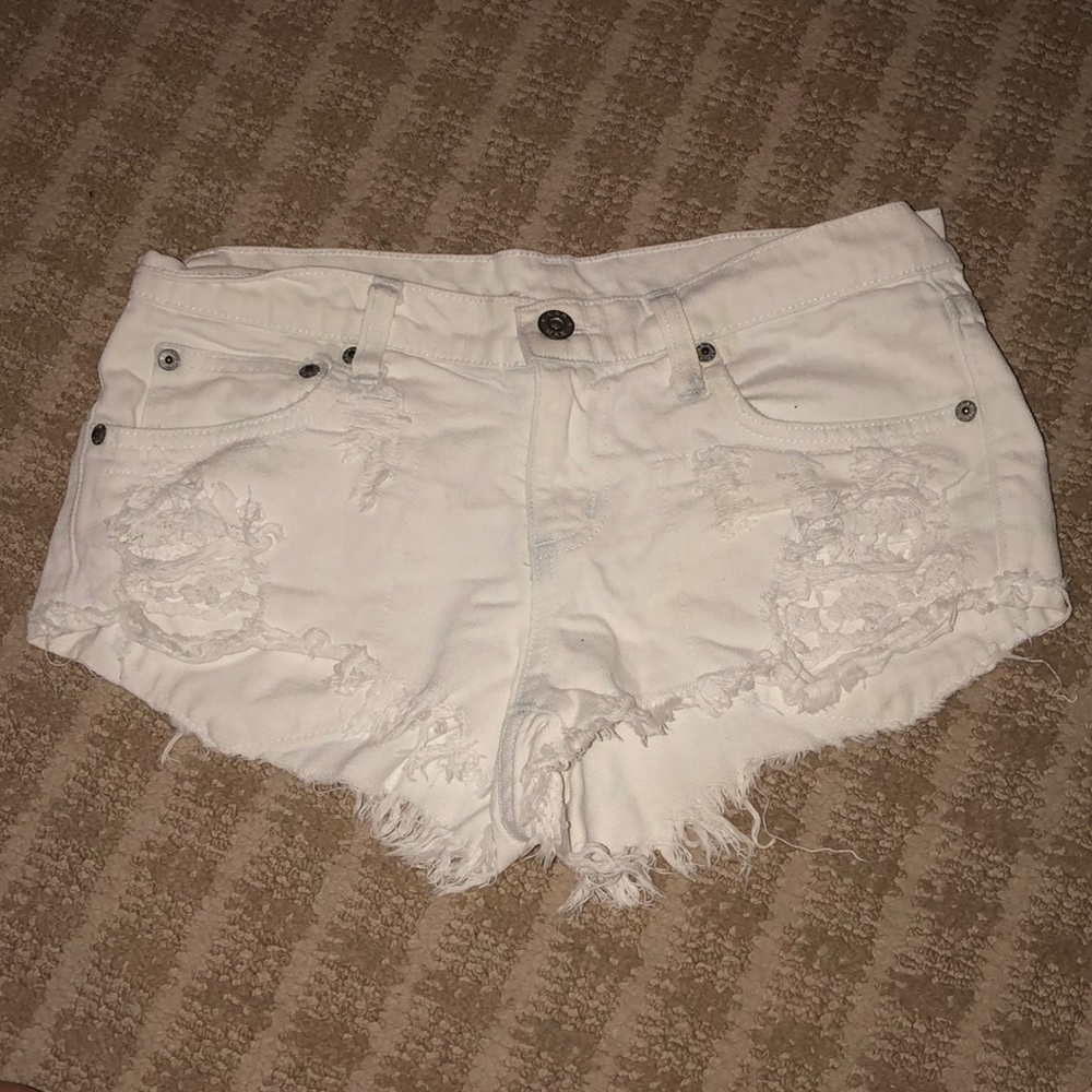 LF Carmar white denim shorts